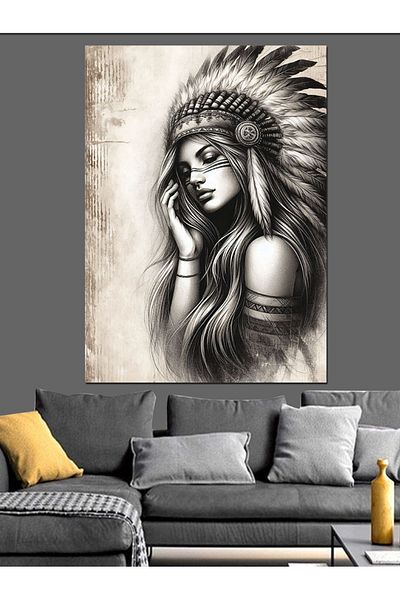 Tablomega Pânză Decorativă Femeie Indiană - Lemn MDF