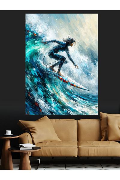 Tablomega Wave Surfer Decorative Canvas - Mdf Wooden Painting