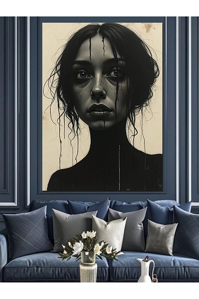 Tablomega Portrait of a Dark Woman Decorative Canvas - Mdf Wooden Painting