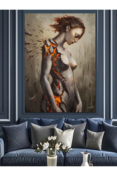 Tablomega Abstract Woman Figure Decorative Canvas - Mdf Wooden Painting
