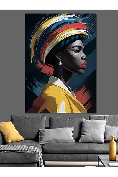 Tablomega Colorful Portrait Decorative Canvas - Mdf Wood Table