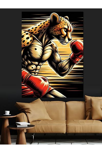 Tablomega Boxer Cheetah Decorative Canvas - Mdf Wooden Painting