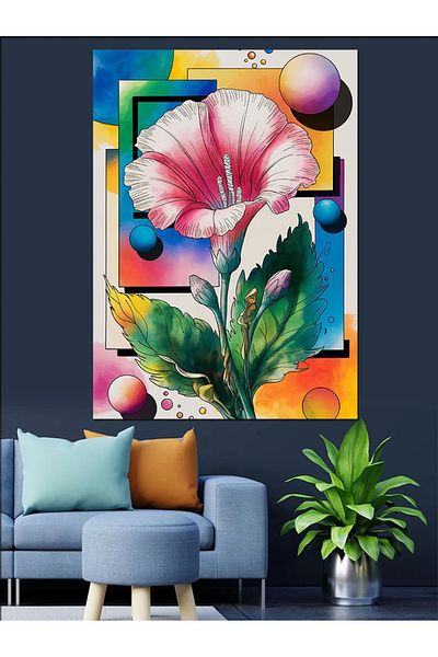 Tablomega Colorful Flower Art Decorative Canvas - Mdf Wooden Painting