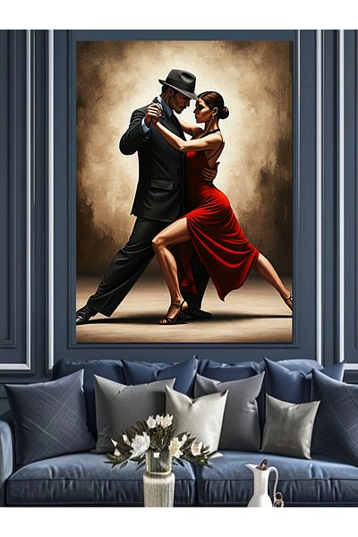 Tablomega Pereche de tango din pânză decorativă - masă din lemn MDF