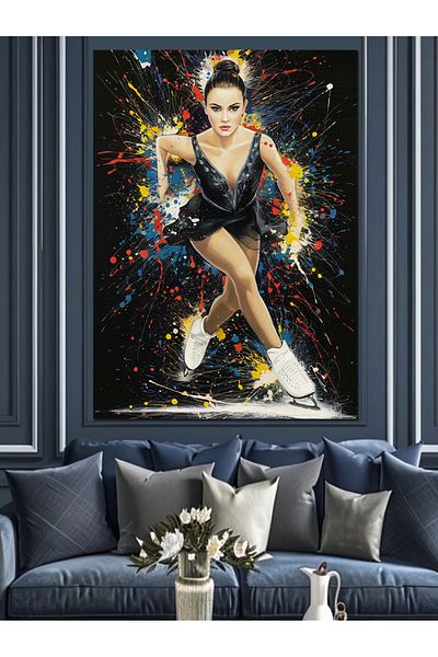 Tablomega Ice Skater Decorative Canvas - Mdf Wooden Table