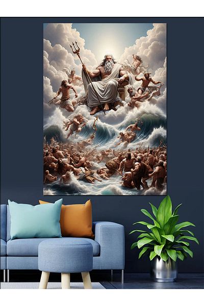 Tablomega God Zeus Decorative Canvas - Mdf Wooden Painting