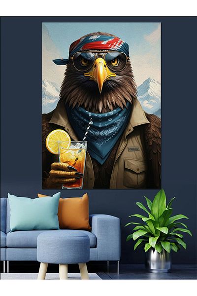Tablomega Lemon Pirate Eagle Decorative Canvas - Mdf Wooden Table