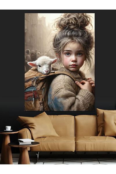 Tablomega Little Girl Decorative Canvas - Mdf Wooden Painting