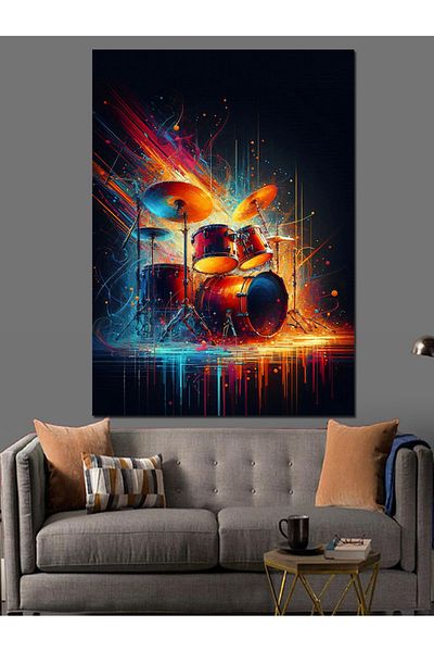 Tablomega Neon Party Drum Decorative Canvas - Mdf Wooden Table