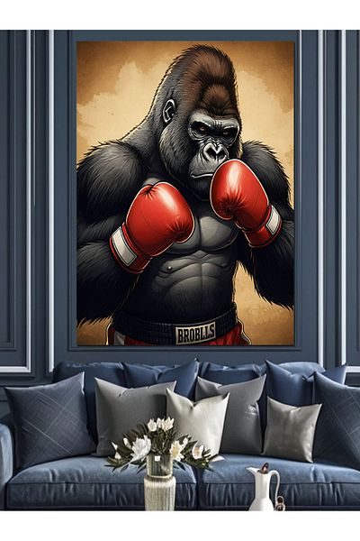 Tablomega Boxer Gorilla Decorative Canvas - Mdf Wooden Painting