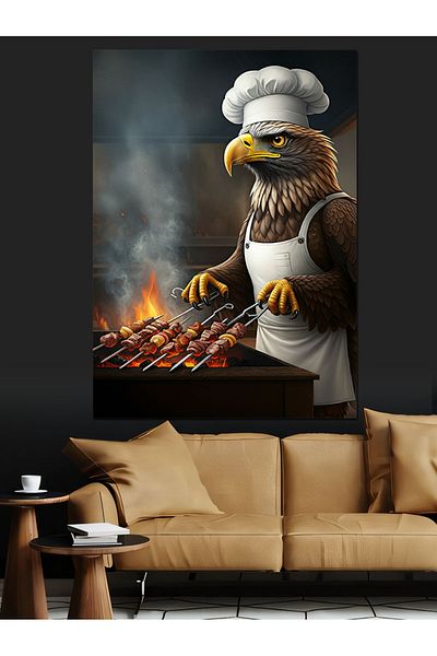 Tablomega Mangalcı Eagle Decorative Canvas - Mdf Wooden Painting