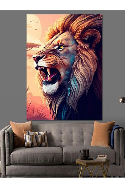 Tablomega Roaring Lion Decorative Canvas - Mdf Wooden Painting