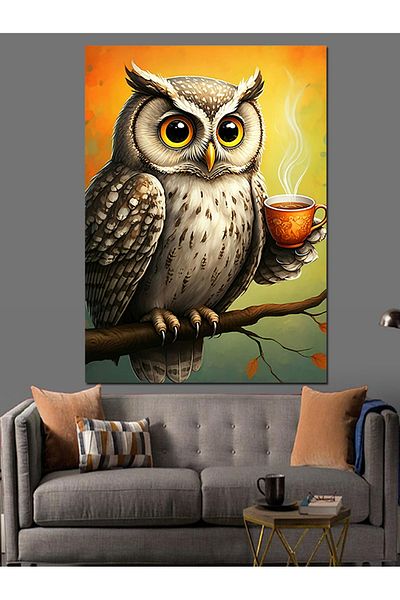 Tablomega Owl with Glasses Decorative Canvas - Mdf Wooden Painting