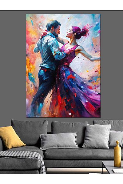 Tablomega Dancing Couple Decorative Canvas - Mdf Wooden Table