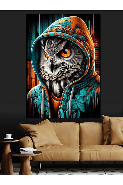 Tablomega Hooded Owl Decorative Canvas - Mdf Wooden Painting