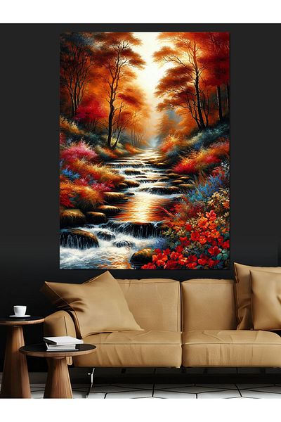 Tablomega Autumn Creek Decorative Canvas - Mdf Wooden Table