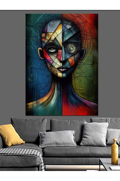 Tablomega Colorful Abstract Face Portrait Decorative Canvas - Mdf Wooden Painting