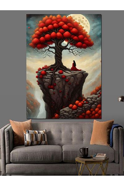 Tablomega Pânză decorativă Red Tree Mountain - Lemn MDF
