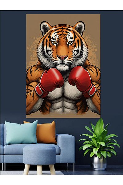 Tablomega Boxer Tiger Decorative Canvas - Mdf Wooden Painting