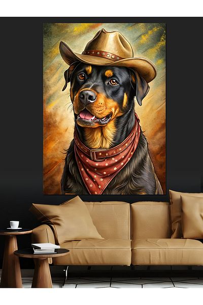 Tablomega Cowboy Dog Decorative Canvas - Mdf Wooden Painting