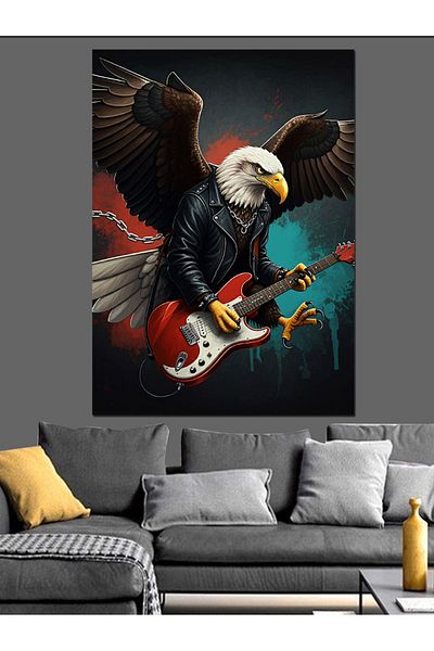 Tablomega Pânză decorativă Eagle Playing Guitar - MDF Lemn