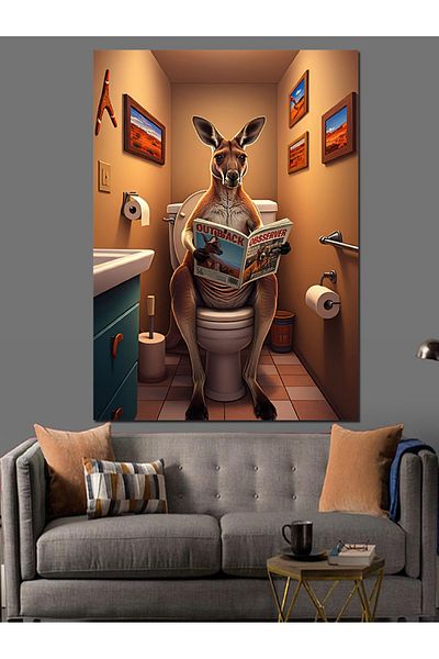 Tablomega Kangaroo and Toilet Decorative Canvas - Mdf Wooden Painting