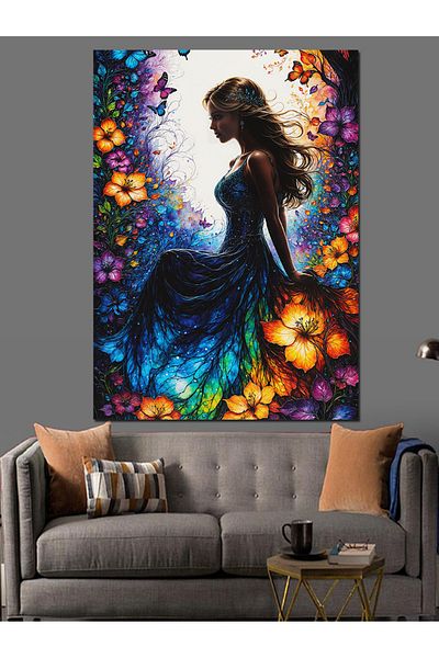 Tablomega Colorful Silhouette Woman Decorative Canvas - Mdf Wooden Painting