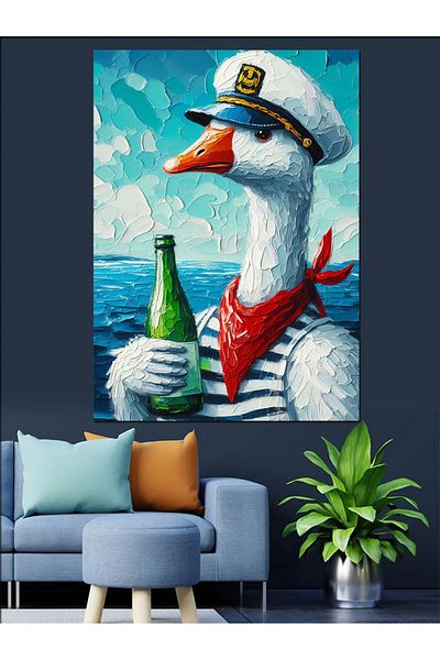 Tablomega Seagull Holding a Bottle Decorative Canvas - Mdf Wooden Painting