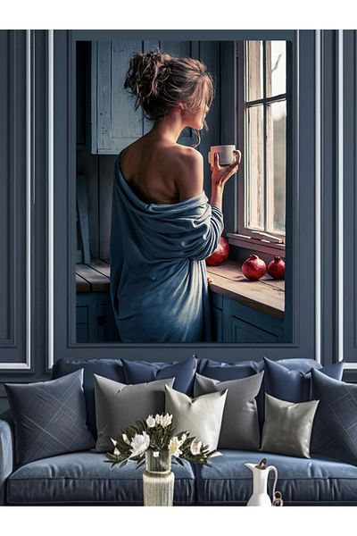 Tablomega Woman by the Window Decorative Canvas - Mdf Wooden Painting