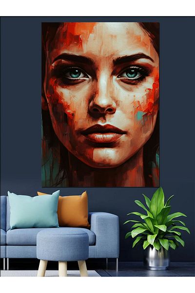 Tablomega Portrait Woman Face Decorative Canvas - Mdf Wooden Painting
