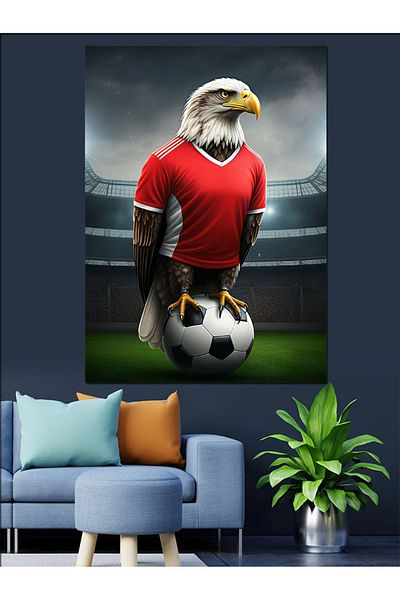 Tablomega Football Player Eagle Decorative Canvas - Mdf Wooden Painting