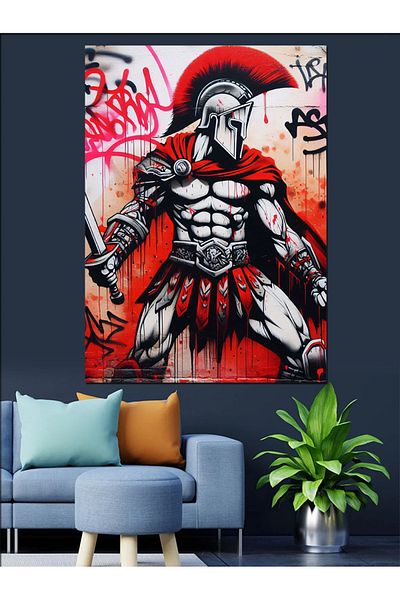 Tablomega Armored Spartan Decorative Canvas - Mdf Wooden Painting