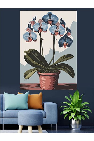 Tablomega Orchid Flower Decorative Canvas - Mdf Wooden Table