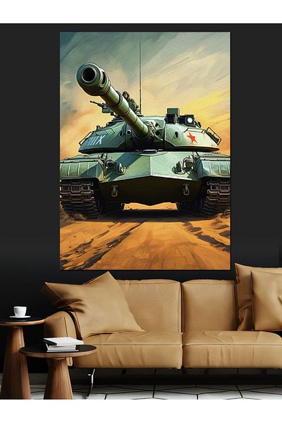 Tablomega War Tank Landscape Decorative Canvas - Mdf Wooden Painting