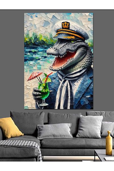 Tablomega Tropical Dinosaur Decorative Canvas - Mdf Wooden Table