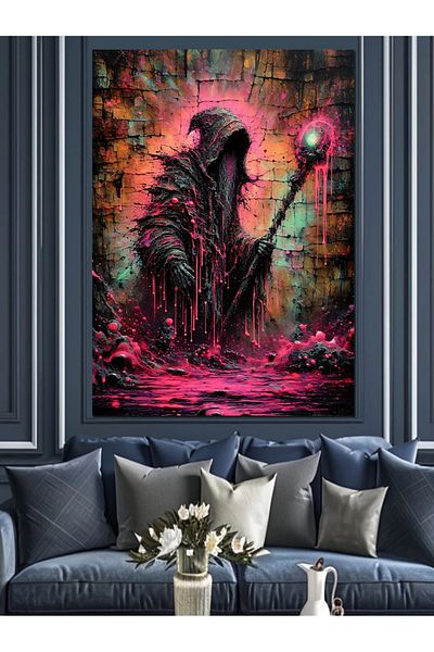 Tablomega Magic Wand Holding Figure Decorative Canvas - Mdf Wooden Painting