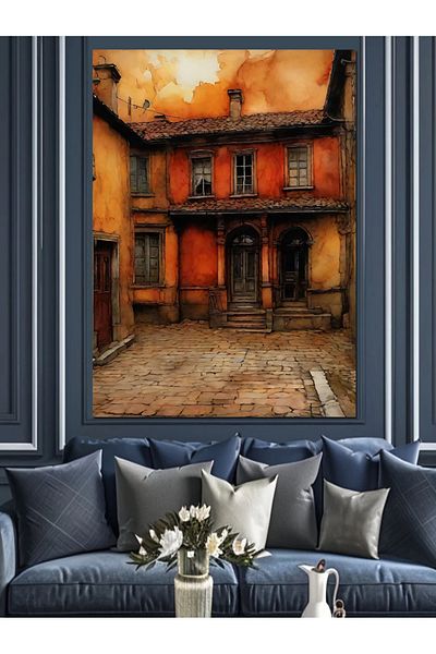 Tablomega Historical Street Decorative Canvas - Mdf Wooden Painting