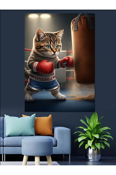 Tablomega Pânză Decorativă Boxer Cat - Lemn MDF