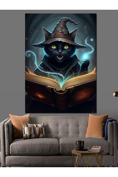 Tablomega Magician Cat Decorative Canvas - Mdf Wooden Painting