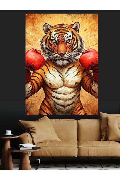 Tablomega Boxer Tiger Decorative Canvas - Mdf Wooden Painting