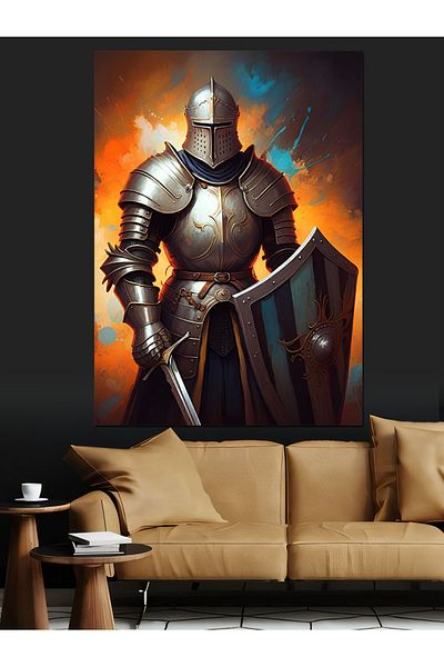 Tablomega Armored Knight Decorative Canvas - Mdf Wooden Painting