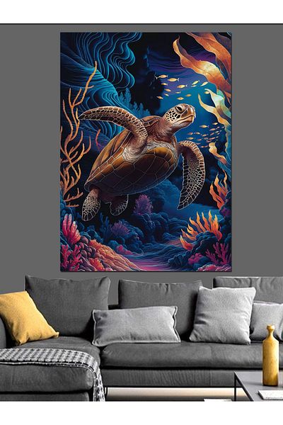 Tablomega Sea Turtle Decorative Canvas - Mdf Wooden Painting