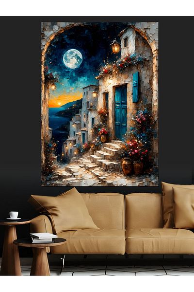 Tablomega Pânză decorativă Moonlight Street - Lemn MDF