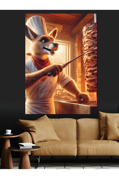 Tablomega Rotary Kangaroo Decorative Canvas - Mdf Wooden Table