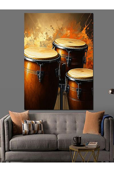 Tablomega Congolese Drums Decorative Canvas - Mdf Wooden Table