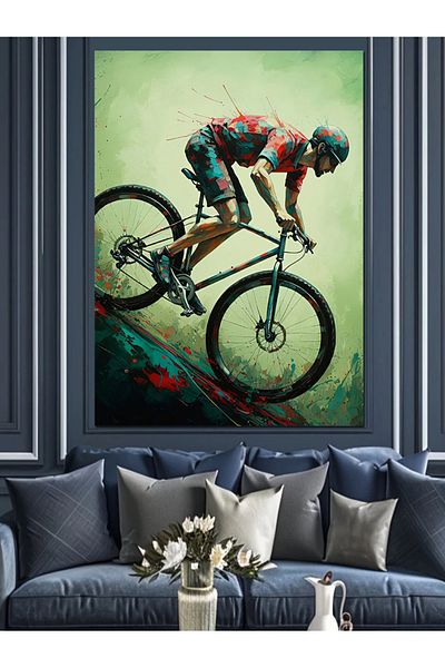 Tablomega Mountain Biker Decorative Canvas - Mdf Wooden Painting
