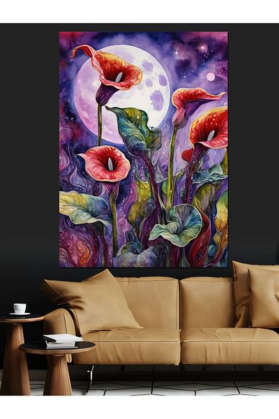 Tablomega Colorful Flowers Decorative Canvas - Mdf Wooden Painting