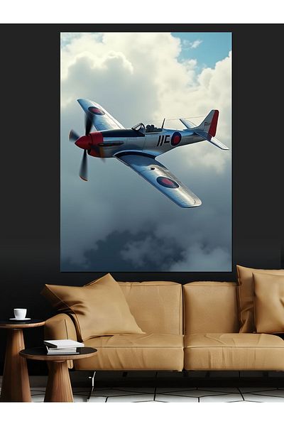 Tablomega Airborne Fighter Plane Decorative Canvas - Mdf Wooden Painting