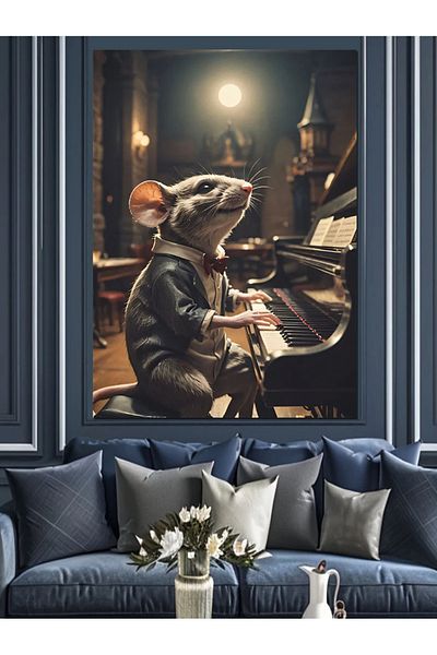 Tablomega Pianist Mouse Decorative Canvas - Mdf Wooden Painting