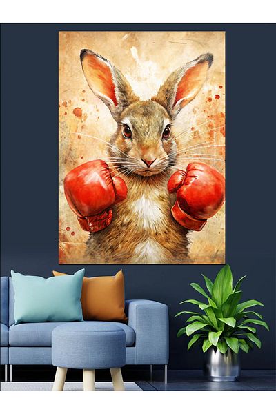 Tablomega Pânză Decorativă Boxer Rabbit - Lemn MDF